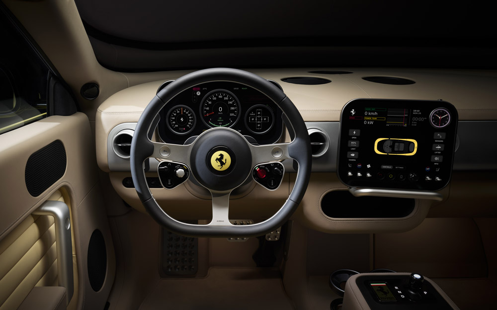 Plancia Lato Guidatore della Ferrari Luce con Rivestimenti Chiari Plancia Lato Guidatore della Ferrari Luce con Rivestimenti Chiari